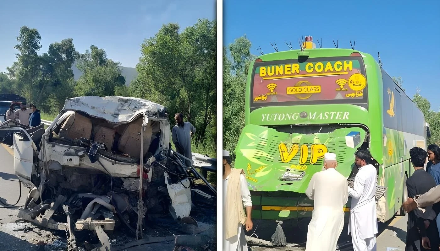 سوات ایکسپریس وے،وین اور بس میں خوفناک تصادم ، 16 مسافر جاں بحق