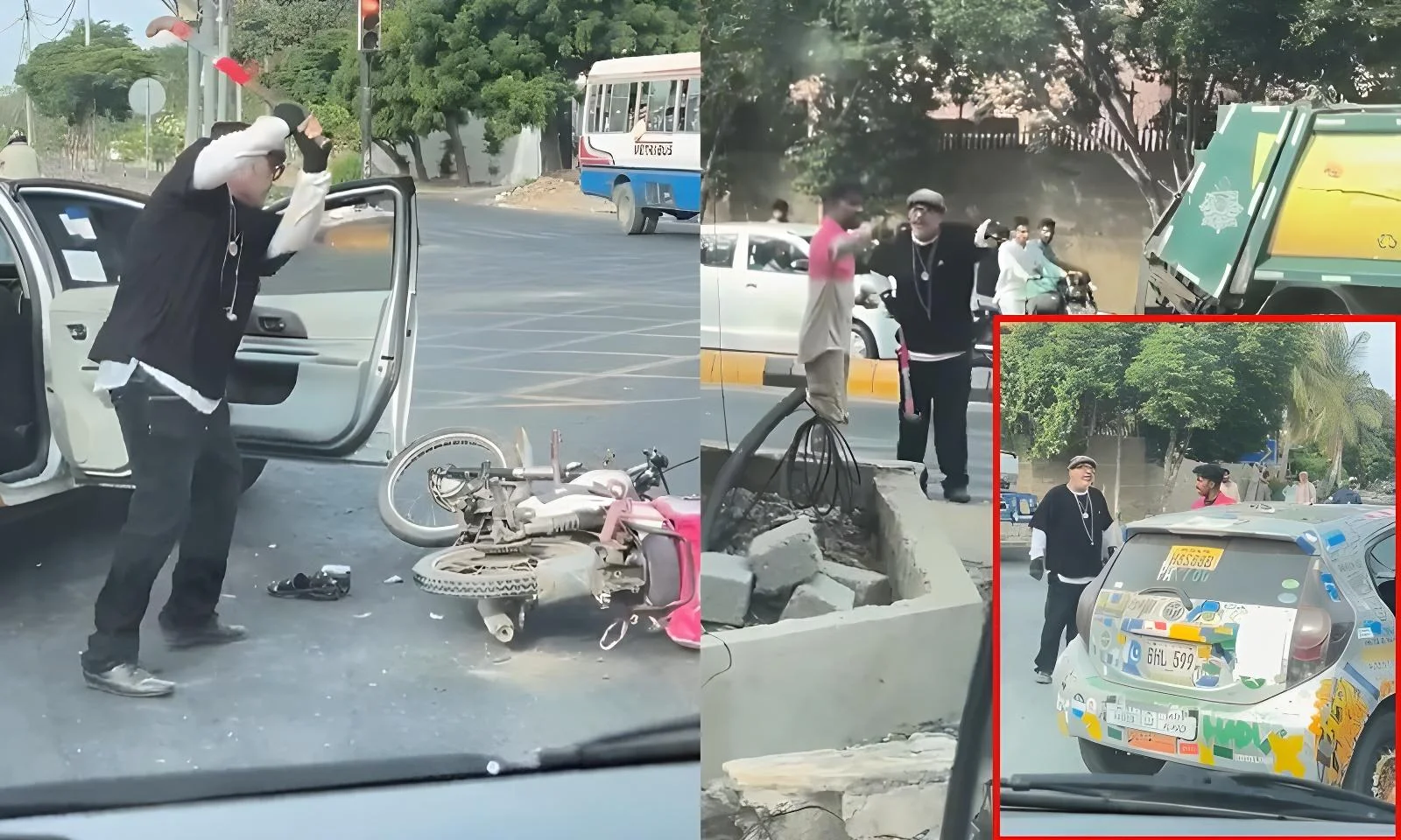 کراچی ،معمولی ٹکر پر کار سوار کا فوڈ ڈیلیوری رائیڈر پر ہاکی سے حملہ