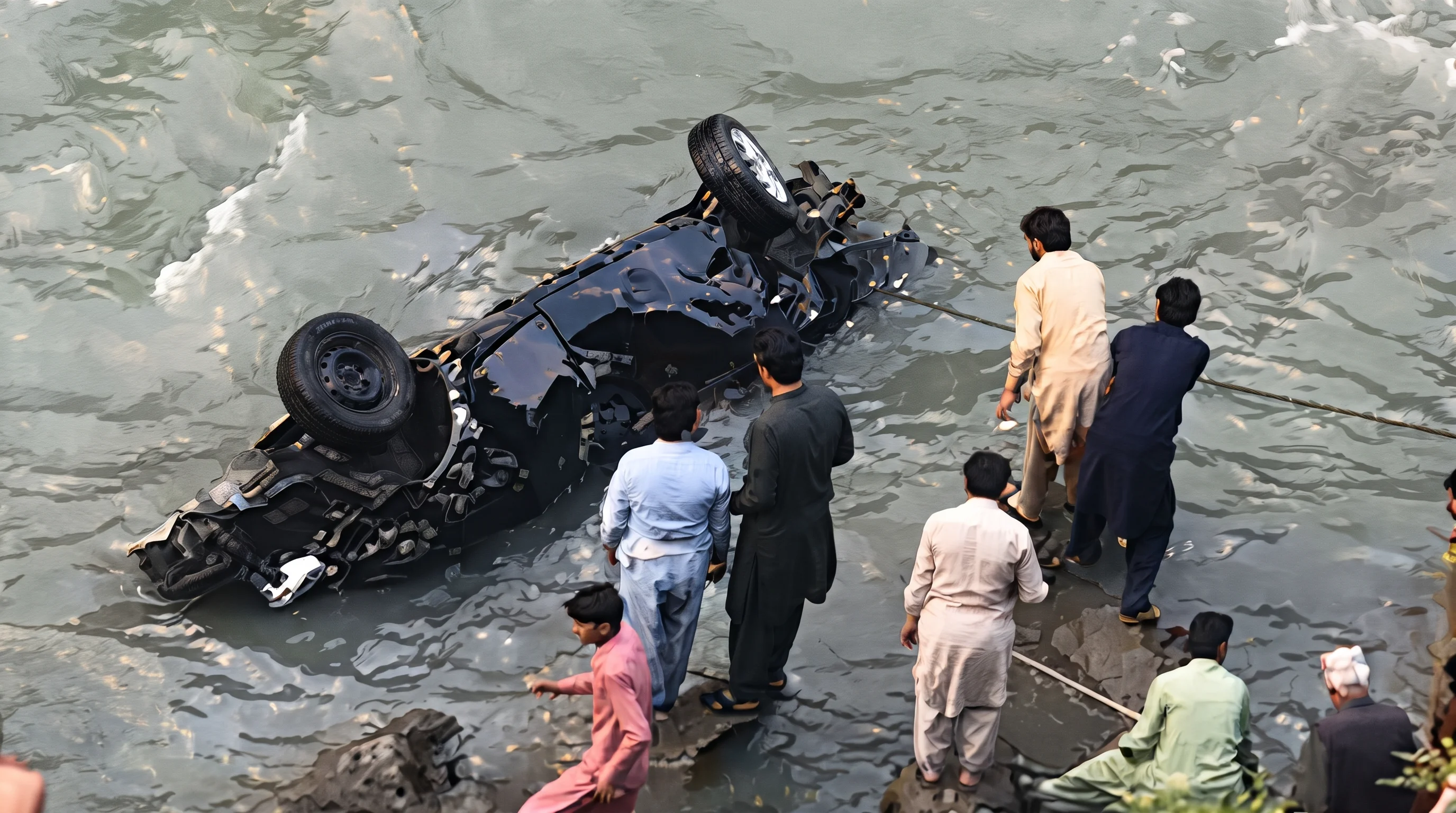 سکول کے بچوں کی گاڑی دریائے نیلم میں جا گری، ایک ہی خاندان کے 4 بچے جاں بحق